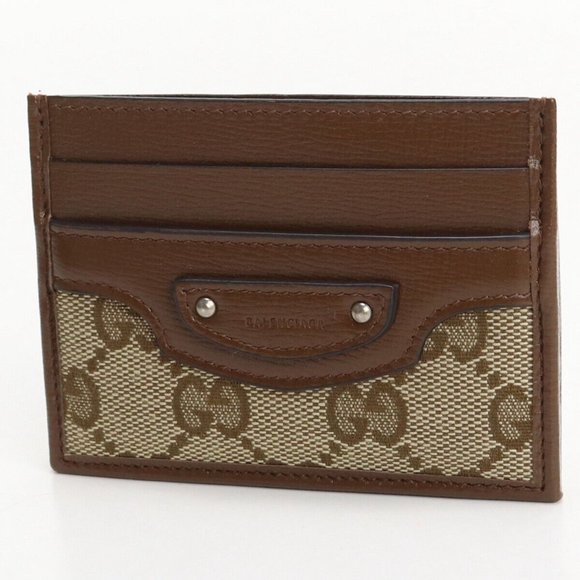 Gucci The Hacker Project Gucci x Balenciaga Card Case GG Leather Brown New - Picture 3 of 8
